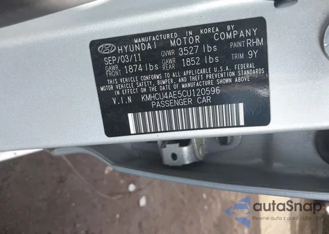 2012 Hyundai Accent Gls z USA, uszkodzony, nr VIN KMHCU4AE5CU120596